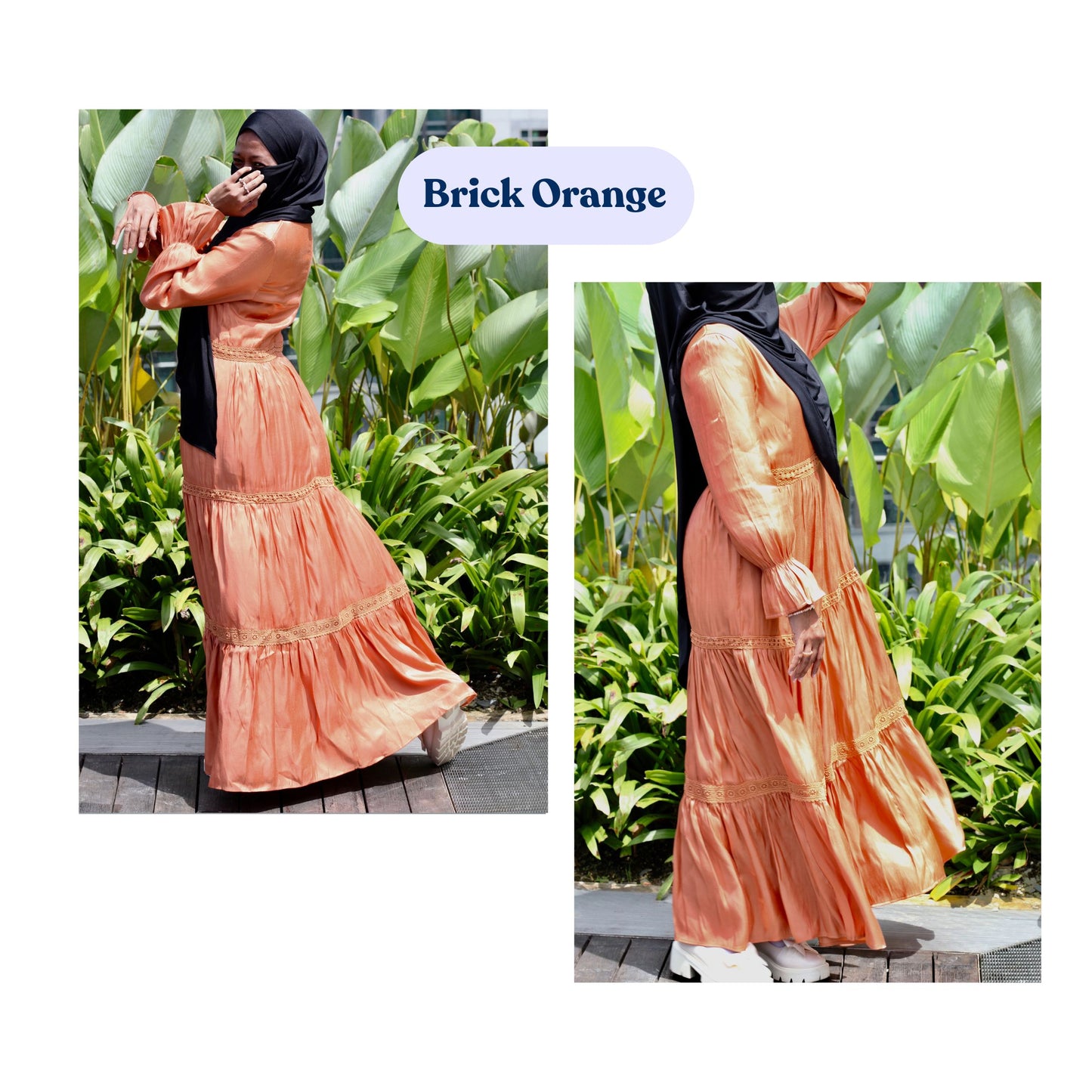 Modest hijab friendly formal dress with tiered layers lace detail and elegant vintage inspired design
Elegant pastel maxi dress with side pockets lightweight breathable modest dress for special occasions